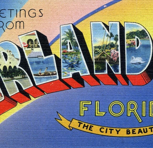 postcard that says Greetings from Orlando